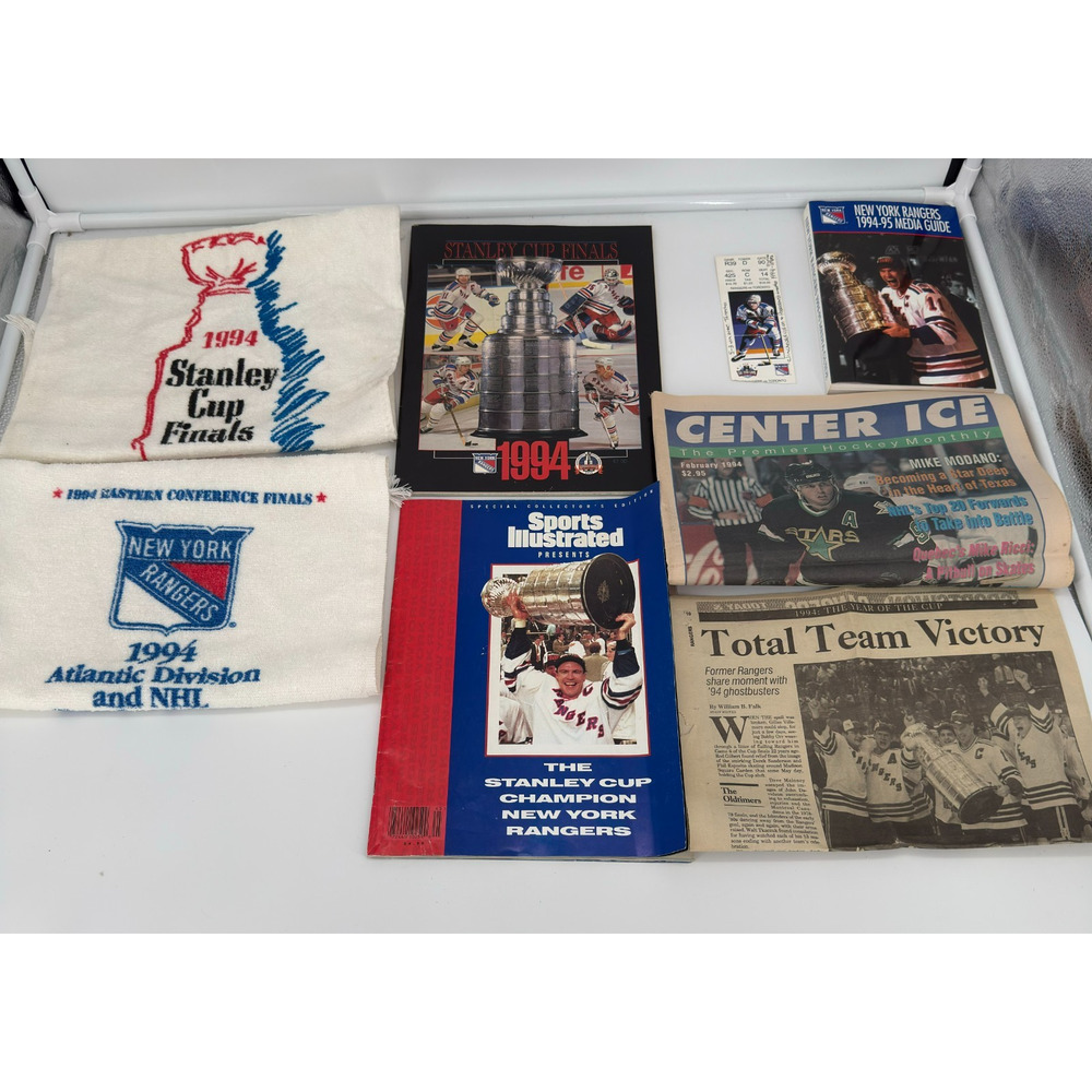 New York Rangers 1994 Stanley Cup Season Memorabilia Lot Tickets Towels Programs